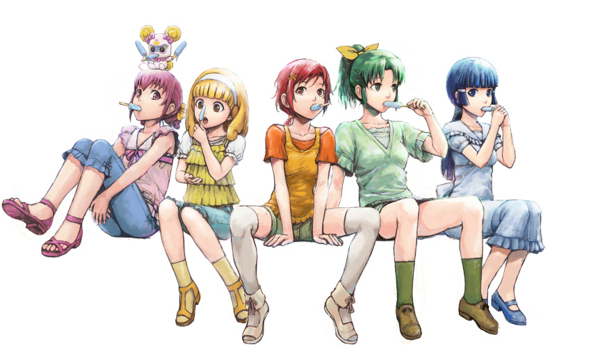 aoki_reika, blonde_hair, blue_eyes, blue_hair, bow, candy_(precure), candy_(smile_precure!), dress