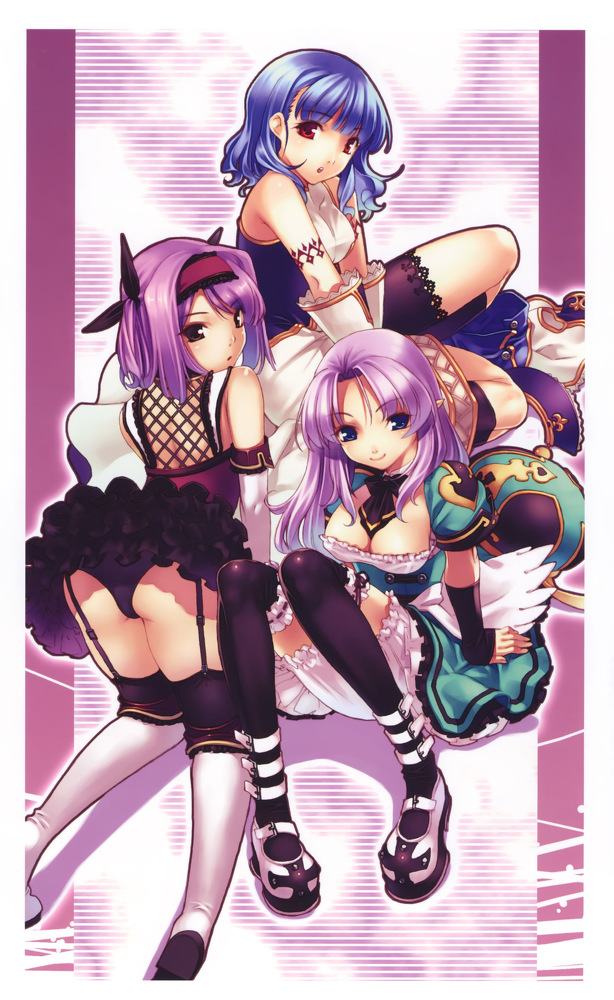 adel_(blazing_souls), alia_(blazing_souls), bike_shorts, black_eyes, black_panties, blazing_souls, bloomers, blue_eyes
