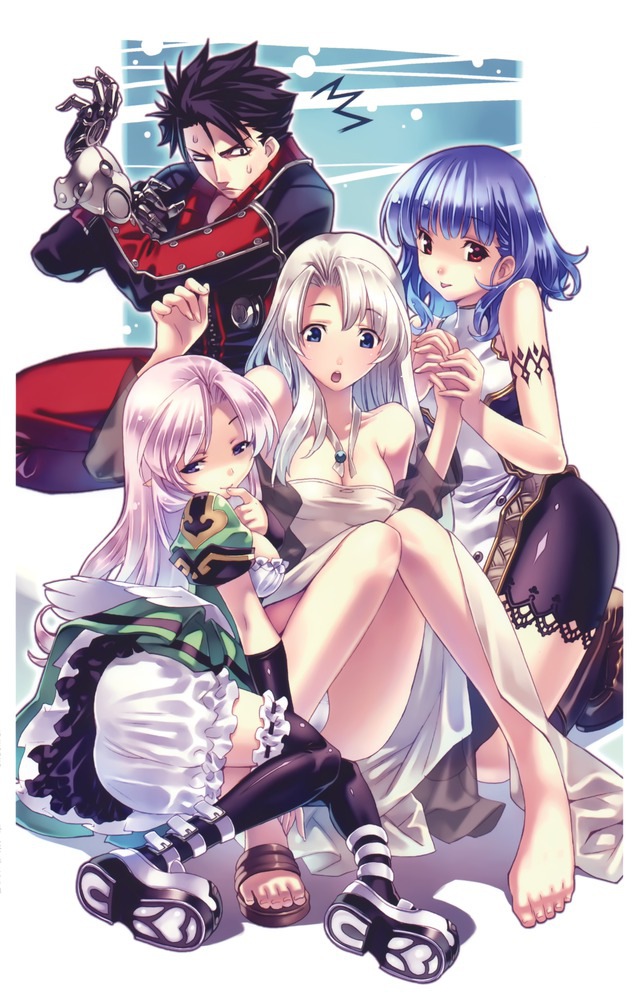 3girls, alia_(blazing_souls), barefoot, bike_shorts, black_hair, black_legwear, blazing_souls, bloomers
