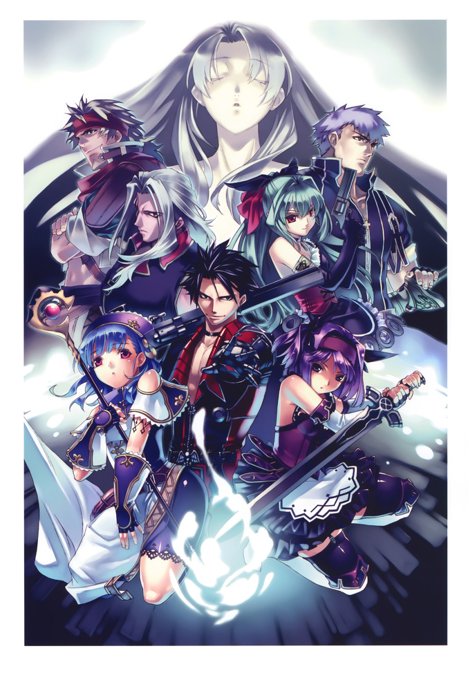 4girls, adel_(blazing_souls), alia_(blazing_souls), bike_shorts, black_hair, blazing_souls, blue_hair, choker