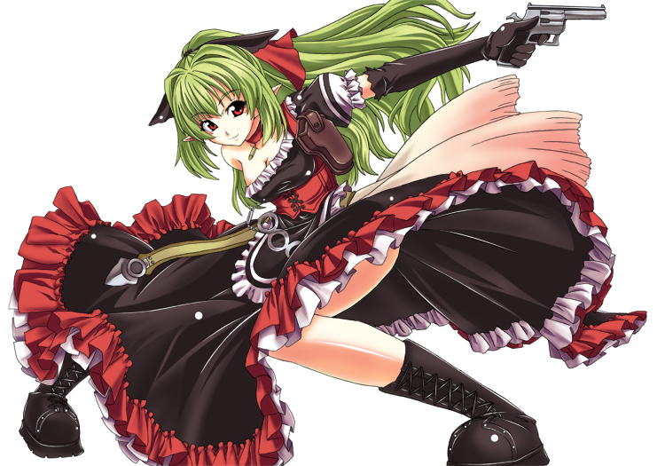 black_dress, blazing_souls, boots, choker, corset, dress, frills, gekato