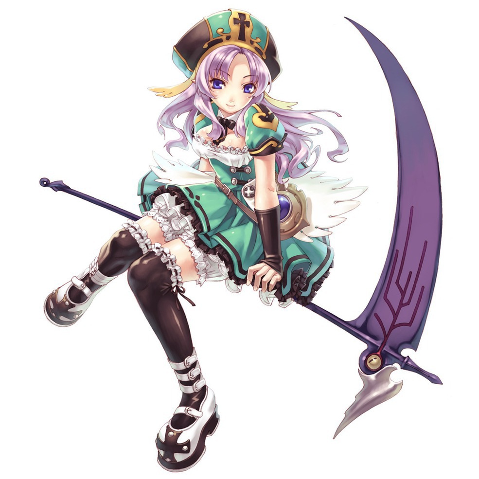 black_legwear, blazing_souls, bloomers, bridget_(blazing_souls), broom, broom_riding, dress, green_dress