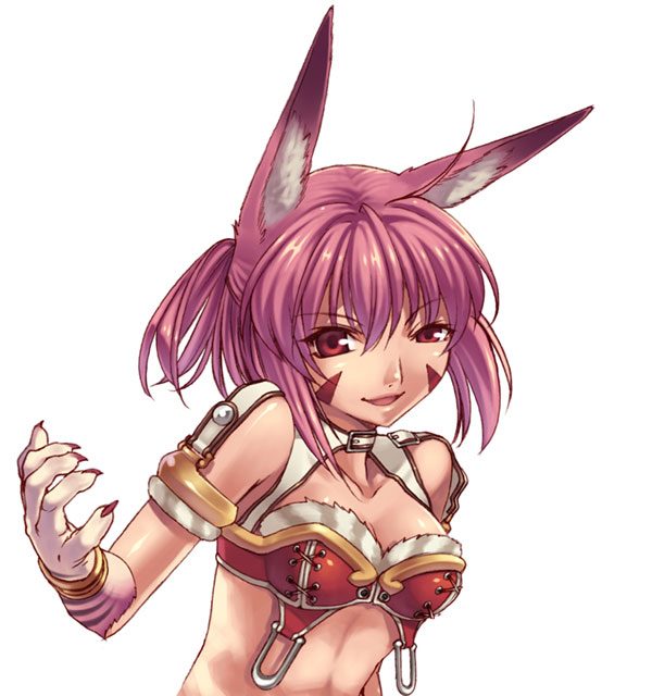 animal_ears, blazing_souls, cat_ears, hirano_katsuyuki, official_art, pink_hair, red_eyes, sciora, short_hair, smile, solo, spectral_(series), white_background