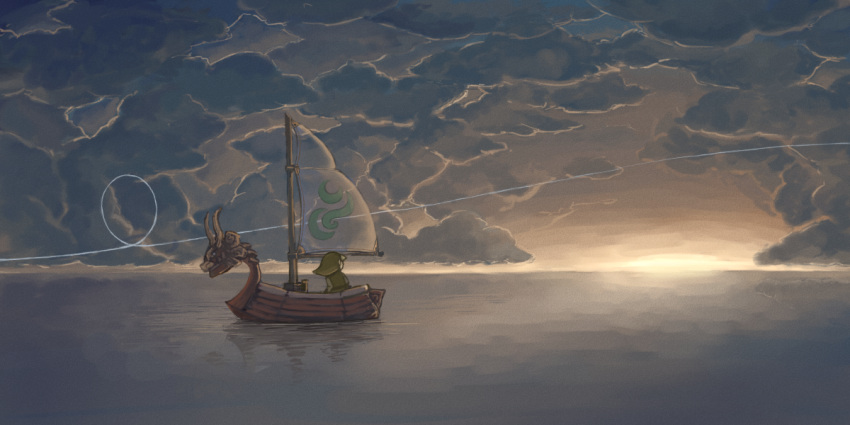 boy, cloud, clouds, hat, horizon, kuru, kuruuya, link