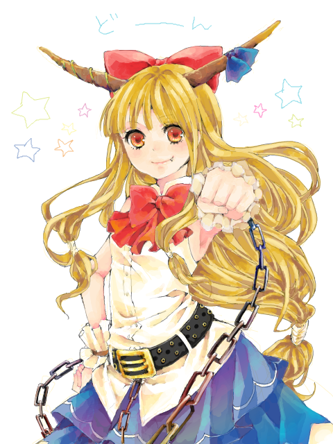 armpits, belt, blonde_hair, bow, bowtie, chain, chains, clenched_hand