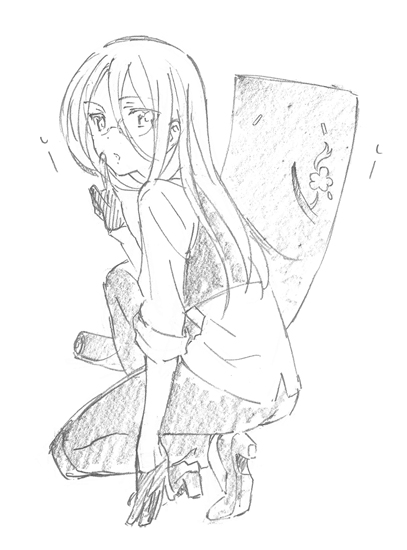 gloves, inu_x_boku_ss, monochrome, paper, sketch, sorinozuka_renshou, tsu, yukinokouji_nobara