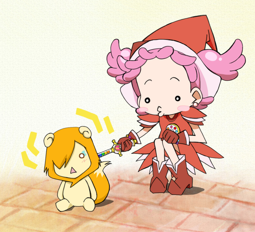 blush_stickers, company_connection, crossover, harukaze_poppu, hat, highres, magical_girl, namesake