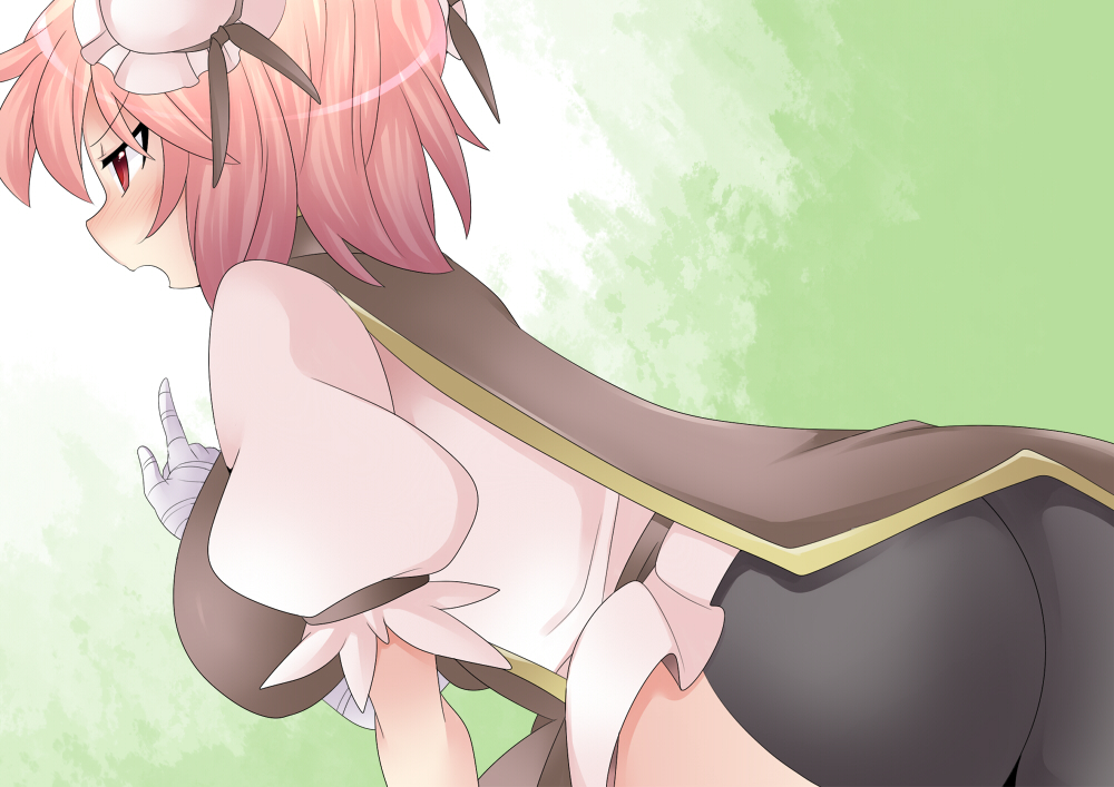 aenobas, ass, bandage, bandages, black_panties, blush, breasts, double_bun