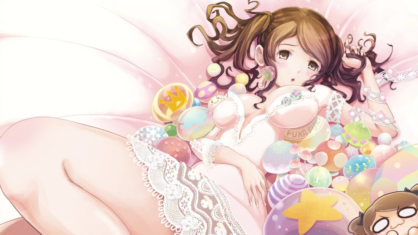 >:3, :3, amagami, artist_request, ball, breasts, brown_eyes, brown_hair
