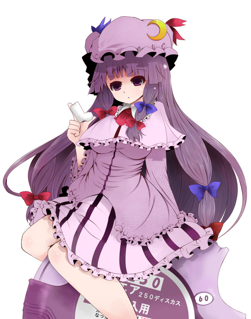 al_bhed_eyes, arano_oki, bow, capelet, crescent, hair_bow, hat, highres