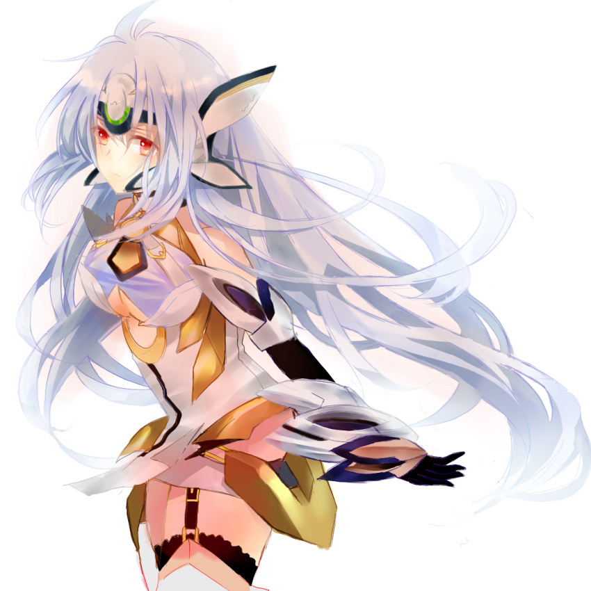 android, blue_hair, breasts, cyborg, elbow_gloves, fukuda935, garter_straps, gloves