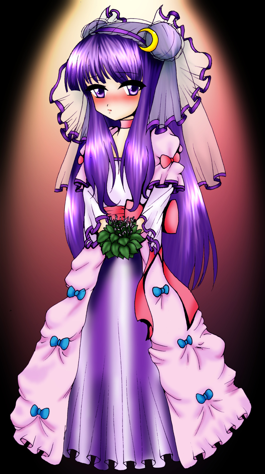 .:suri:., blush, bride, marriage, patchouli_knowledge, touhou, wedding_dress