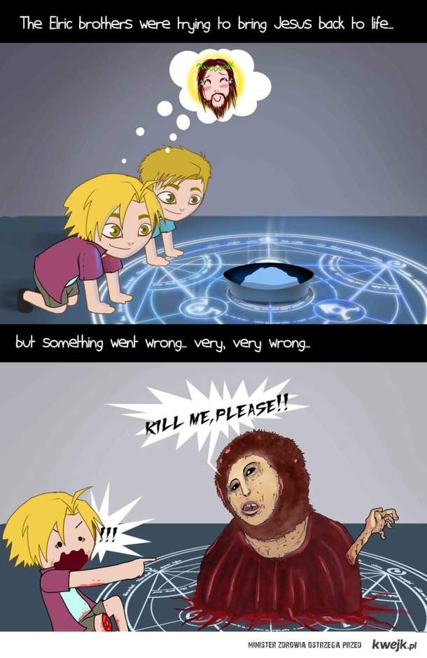 2boys, alphonse_elric, amputee, blood, crossover, ecce_homo, edward_elric, english