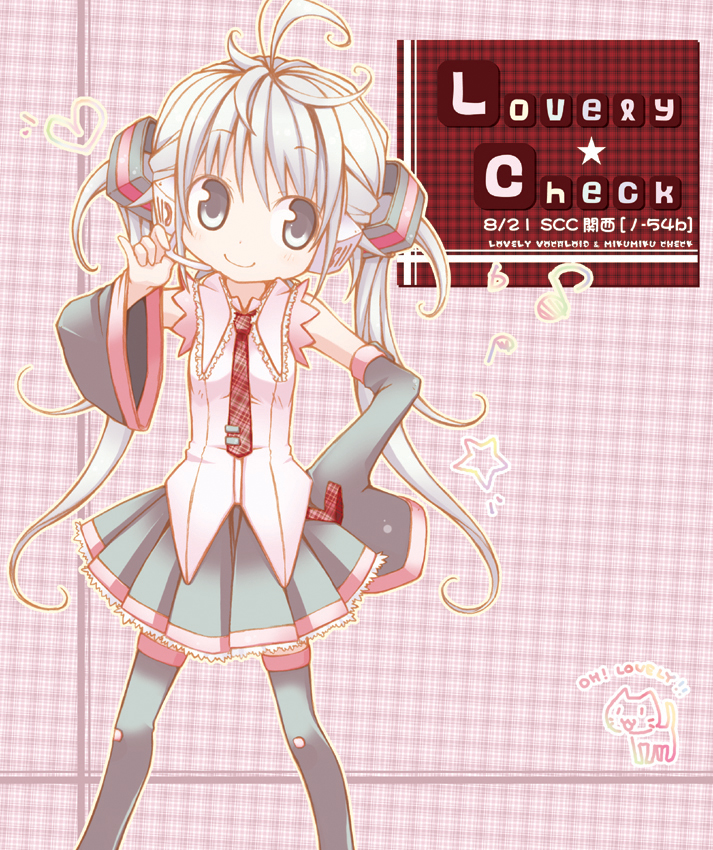 blush, cat, cover, cover_page, hand_on_hip, hatsune_miku, heart, kuro_(kuroneko_no_kanzume)
