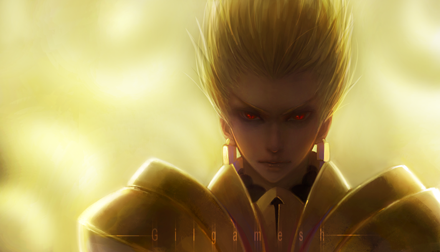 armor, bad_id, blonde_hair, character_name, devilhun, earrings, fate/zero, fate_(series)