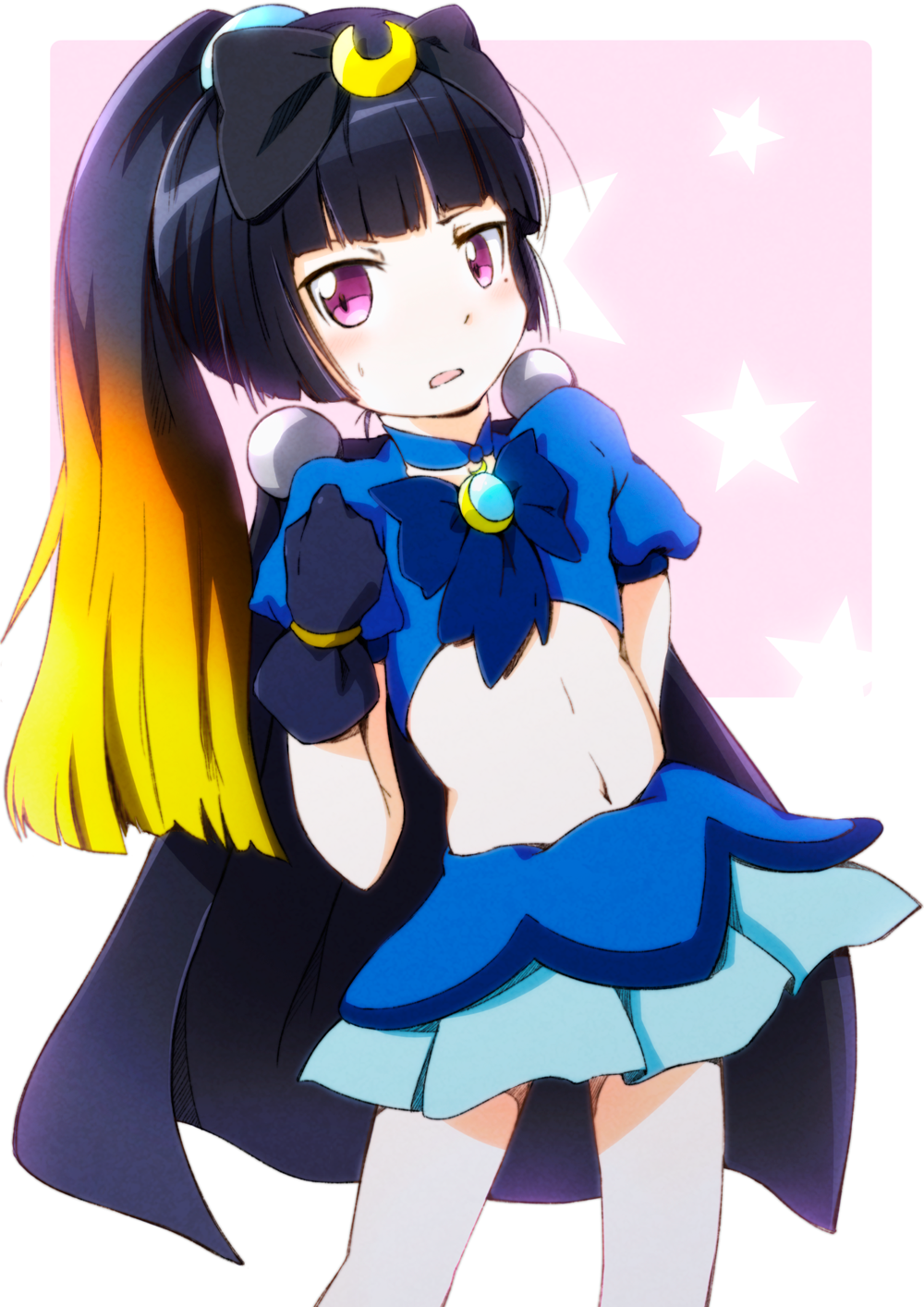 alpha_omega, alpha_omega_(cosplay), black_hair, cape, cosplay, gloves, gokou_ruri, gradient_hair