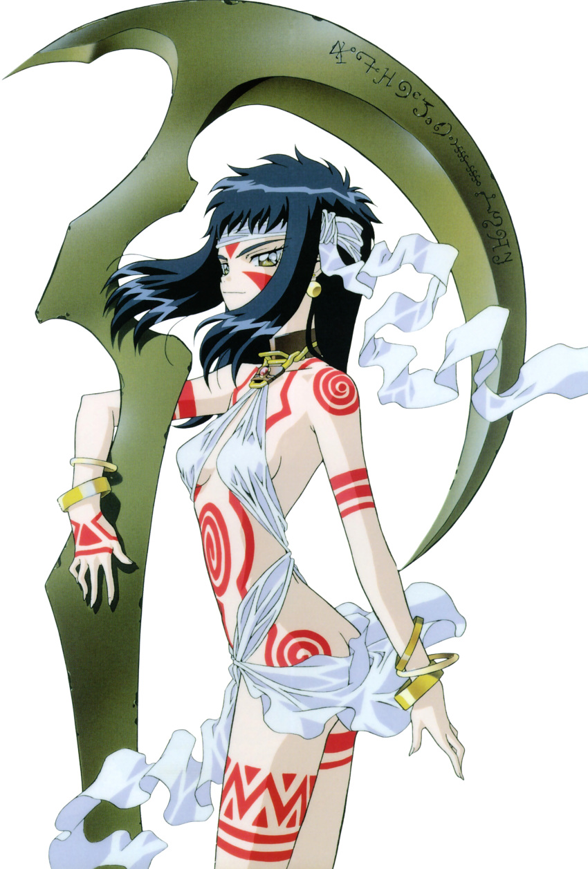 90s, absurdres, ass, blue_hair, bodypaint, bracelet, choker, earrings