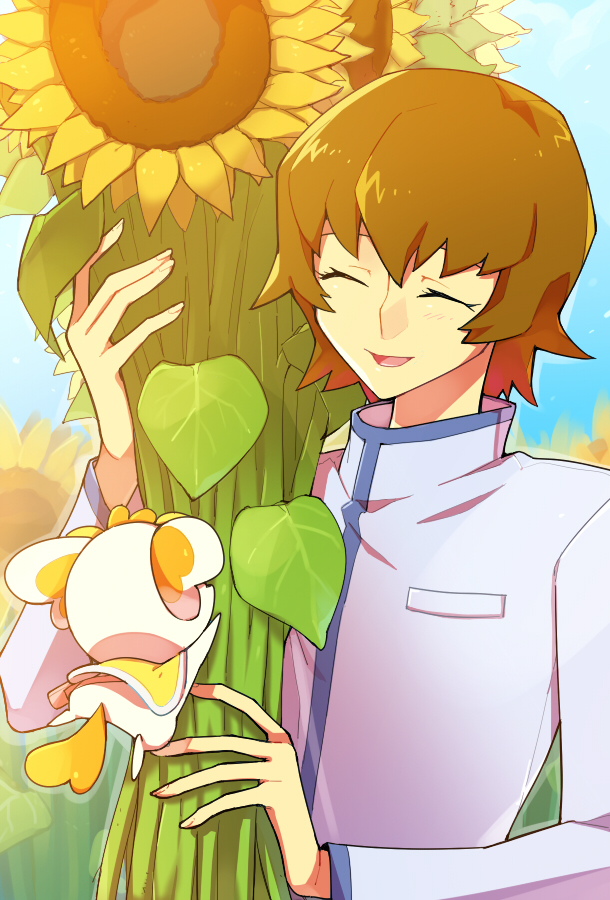 31, ^_^, brown_hair, closed_eyes, eyes_closed, flower, heartcatch_precure!, myoudouin_itsuki