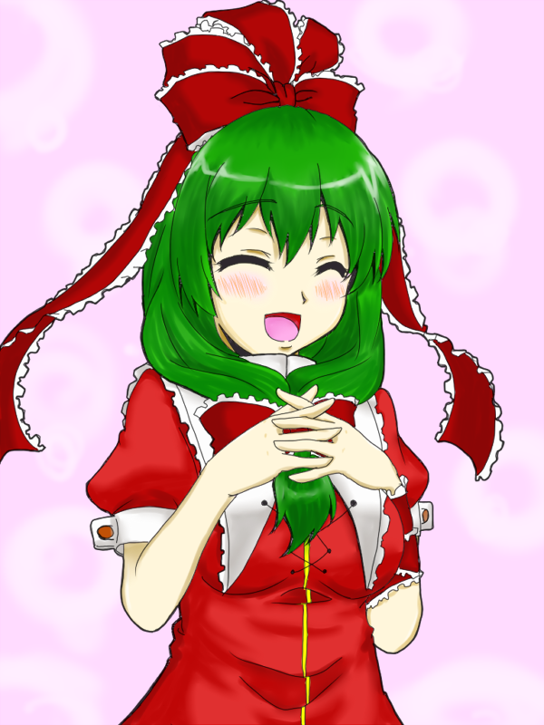 arm_ribbon, blush, bow, breasts, closed_eyes, cover, eyes_closed, frills