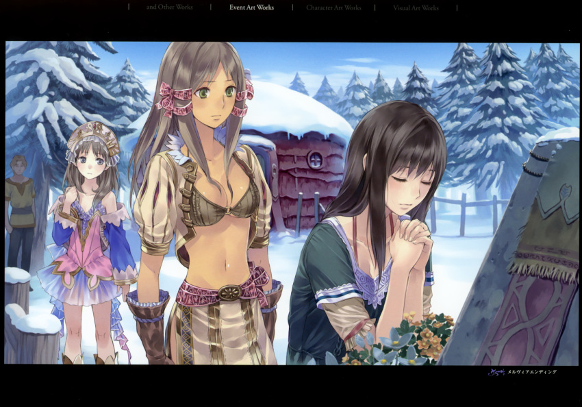 3girls, atelier_(series), atelier_totori, breasts, brown_eyes, brown_hair, cecilia_helmold, cleavage