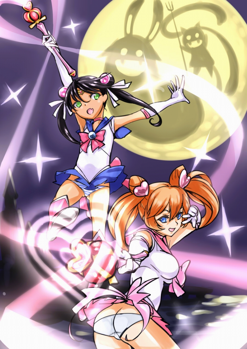 bad_id, bishoujo_senshi_sailor_moon, black_hair, blue_eyes, breasts, charlotte_e_yeager, cosplay, fang