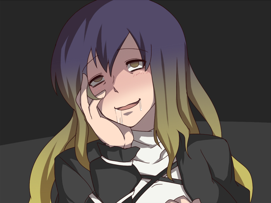 blonde_hair, dai_(touhou_handdrawn), drooling, empty_eyes, face, gradient_hair, hijiri_byakuren, long_hair