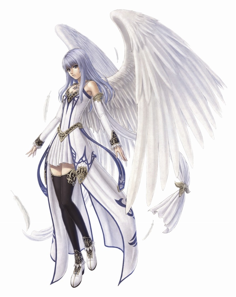 angel_wings, artist_request, black_legwear, falcom, goddess, long_hair, official_art, purple_hair