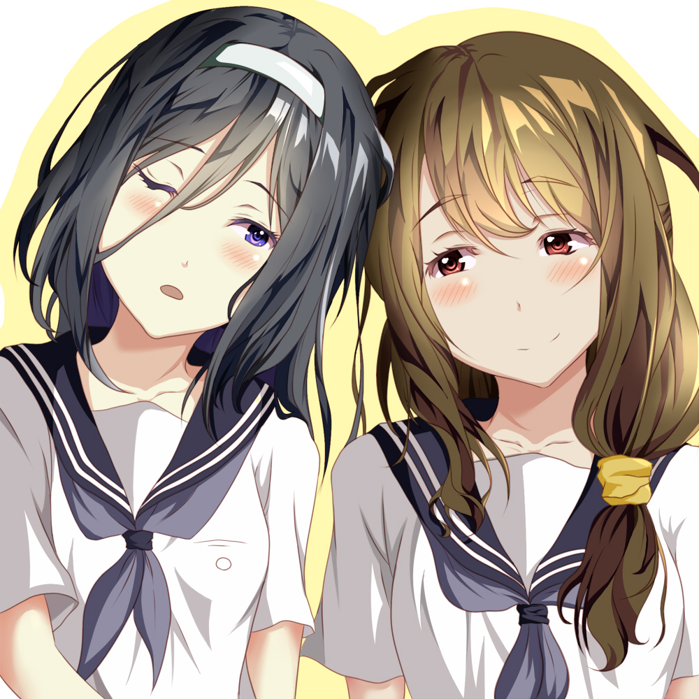 black_hair, brown_eyes, brown_hair, hairband, hyouka, irisu_fuyumi, long_hair, multiple_girls