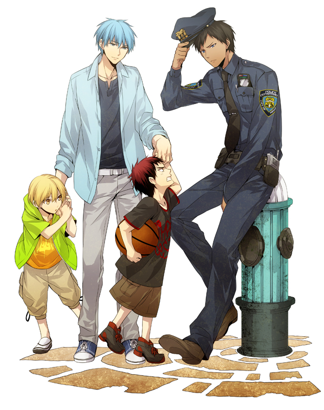 aomine_daiki, basketball, black_hair, blonde_hair, blue_eyes, blue_hair, blue_jacket, child