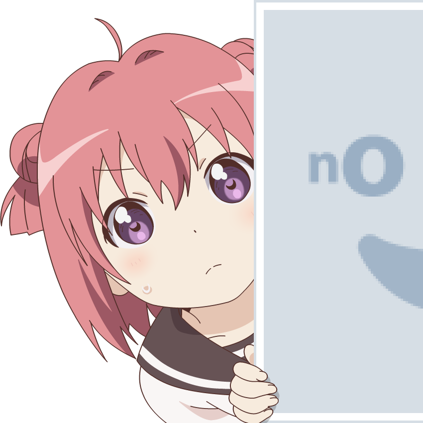 1girl, ahoge, akaza_akari, blush, double_bun, hair_bun, mugen_ouka, no_image, peeking_out, pixiv, purple_eyes, red_hair, redhead, school_uniform, serafuku, solo, sweat, violet_eyes, yuru_yuri