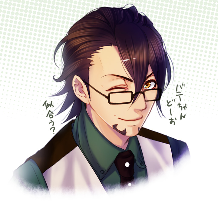 bespectacled, brown_eyes, brown_hair, facial_hair, glasses, hitori_dogeza, kaburagi_t_kotetsu, necktie