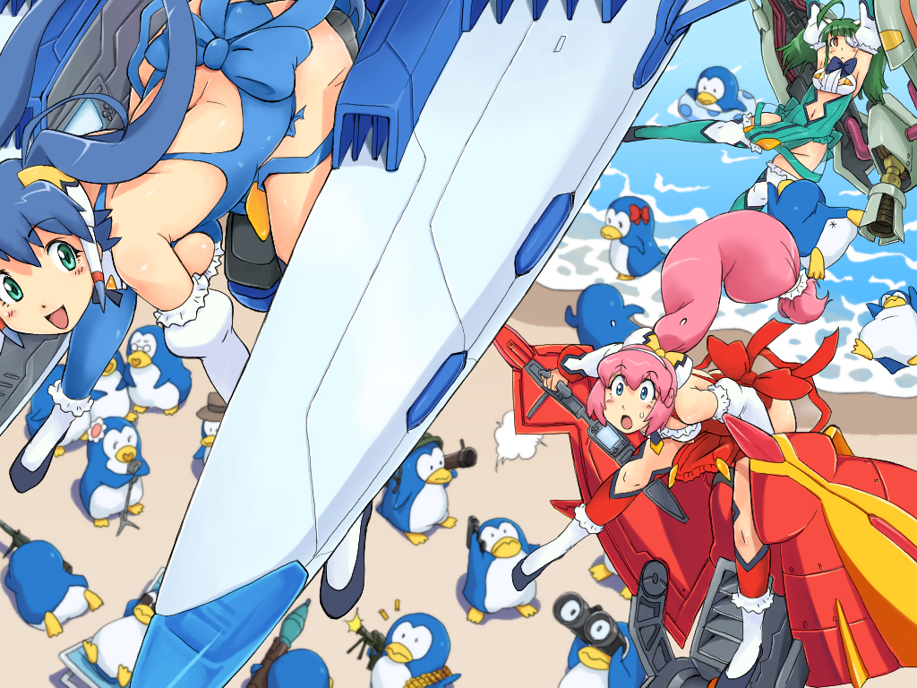 aoba_anoa, bare_shoulders, bird, blue_eyes, blue_hair, character_request, elk115, erul_tron