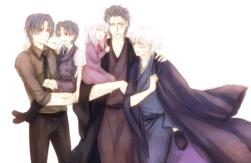1girl, 4boys, asagi-2580, blue_eyes, blue_hair, child, family, fate/zero