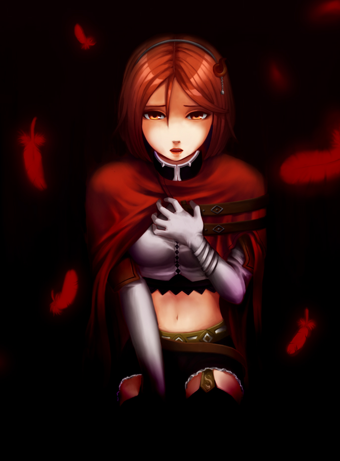 1girl, brown_eyes, brown_hair, feathers, lieselotte, mage, murasaki_(ekyu), open_mouth