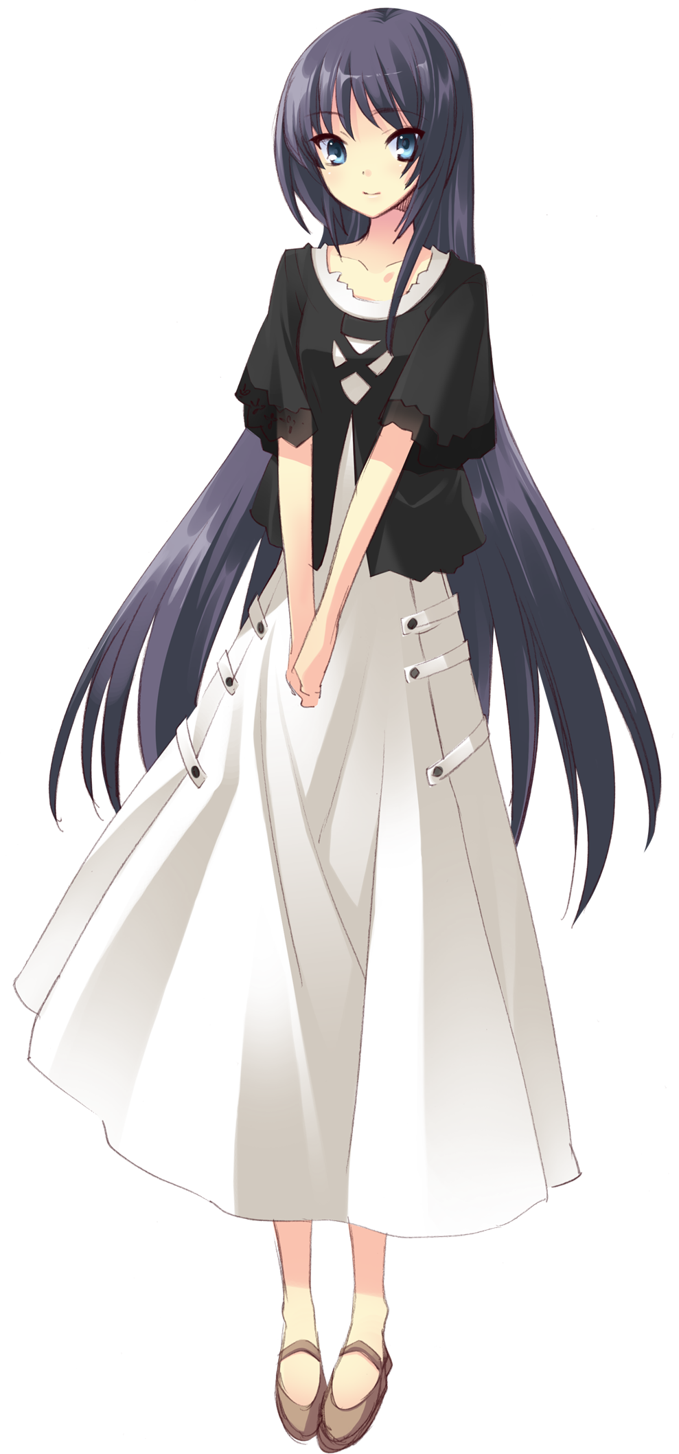 black_hair, blue_eyes, casual, casual_wear, dress, flyable_heart, highres, itou_noiji