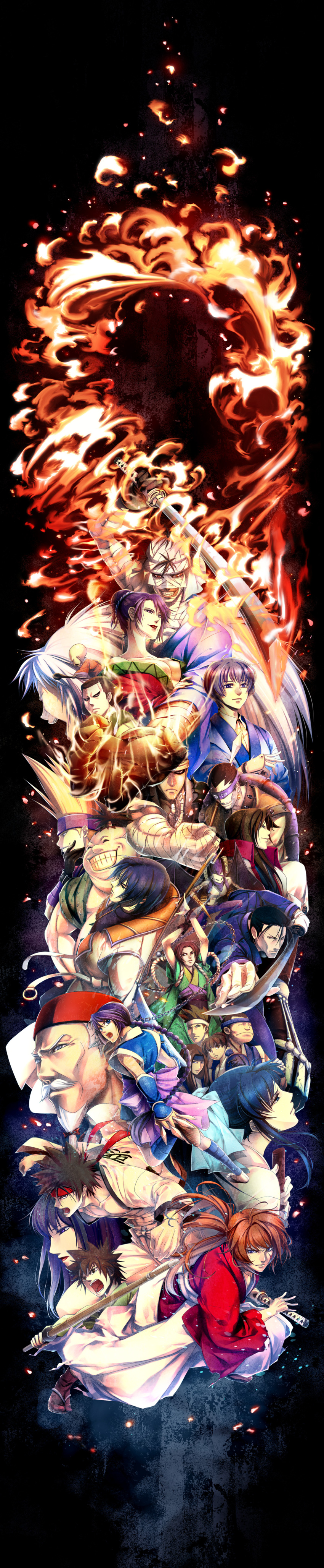 character_request, fuji_(rurouni_kenshin), highres, hiko_seijuurou, himura_kenshin, honjou_kamatari, iwanbou, japanese_clothes
