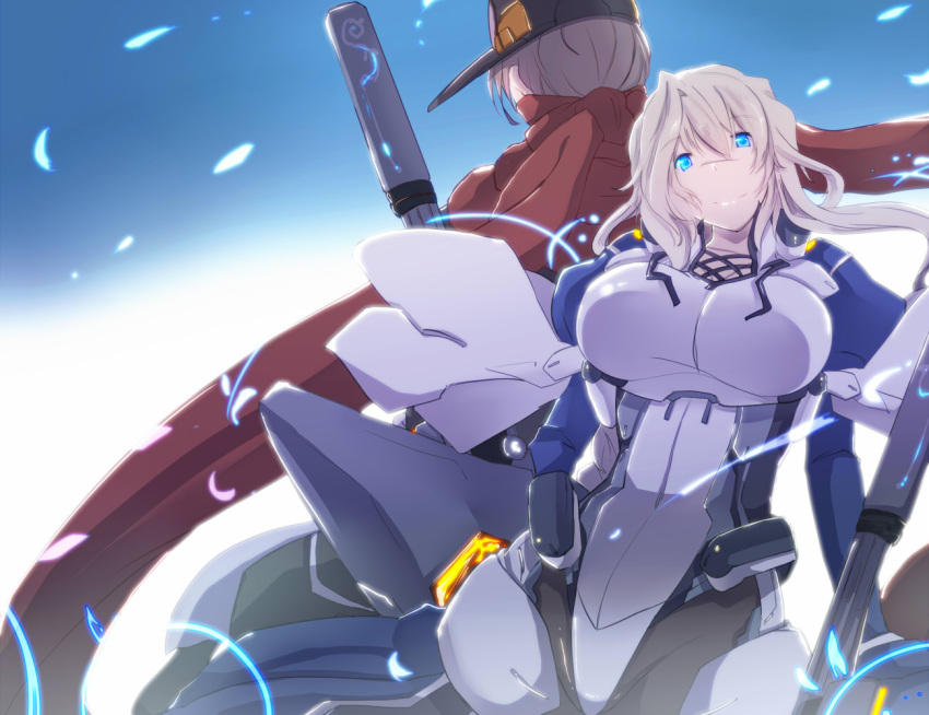 1girl, blonde_hair, blue_eyes, bodysuit, braid, breasts, hat, kyoukai_senjou_no_horizon