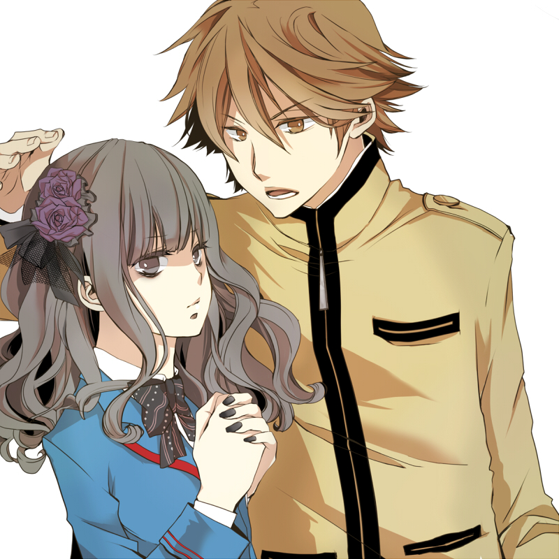 1girl, ark41500, blush, bow, brown_eyes, brown_hair, female, flower
