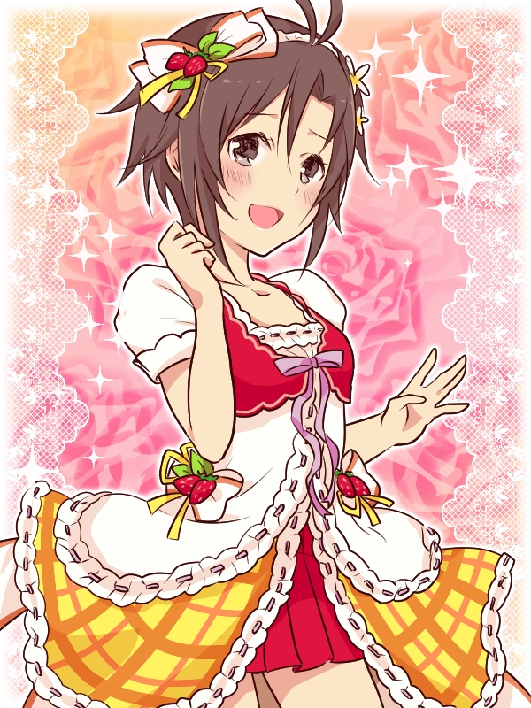 black_hair, dress, hair_ornament, hairband, idolmaster, kikuchi_makoto, q_m, smile