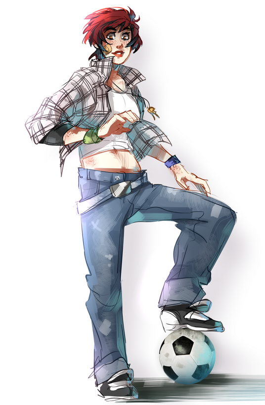 1girl, alternate_costume, ayane_ninja, baggy_pants, ball, belt, casual, dead_or_alive