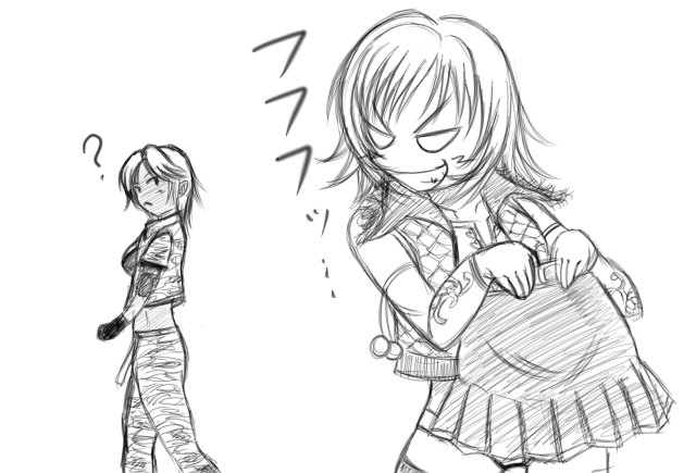 ?, cropped_jacket, dark_skin, detached_sleeves, eileen, evil_grin, evil_smile, grin