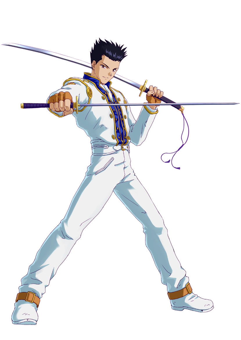 black_hair, brown_eyes, dual_wielding, fighting_stance, fingerless_gloves, gloves, katana, military