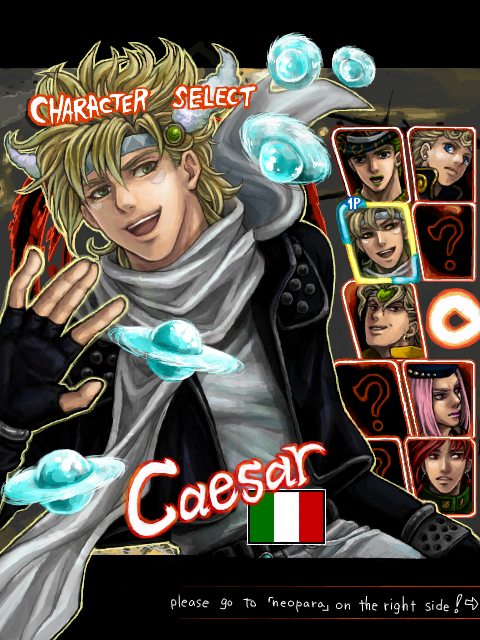 bowler_hat, bubble, bubblesh, caesar_anthonio_zeppeli, character_select, dio_brando, fake_screenshot, fighting_game