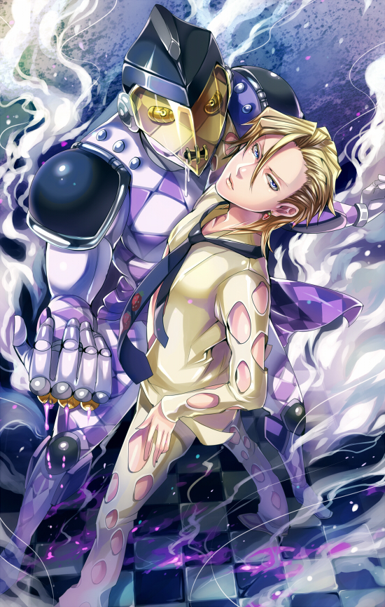 blonde_hair, blue_eyes, jojo_no_kimyou_na_bouken, matsurika_youko, matsurikay, multiple_boys, necktie, pannacotta_fugo