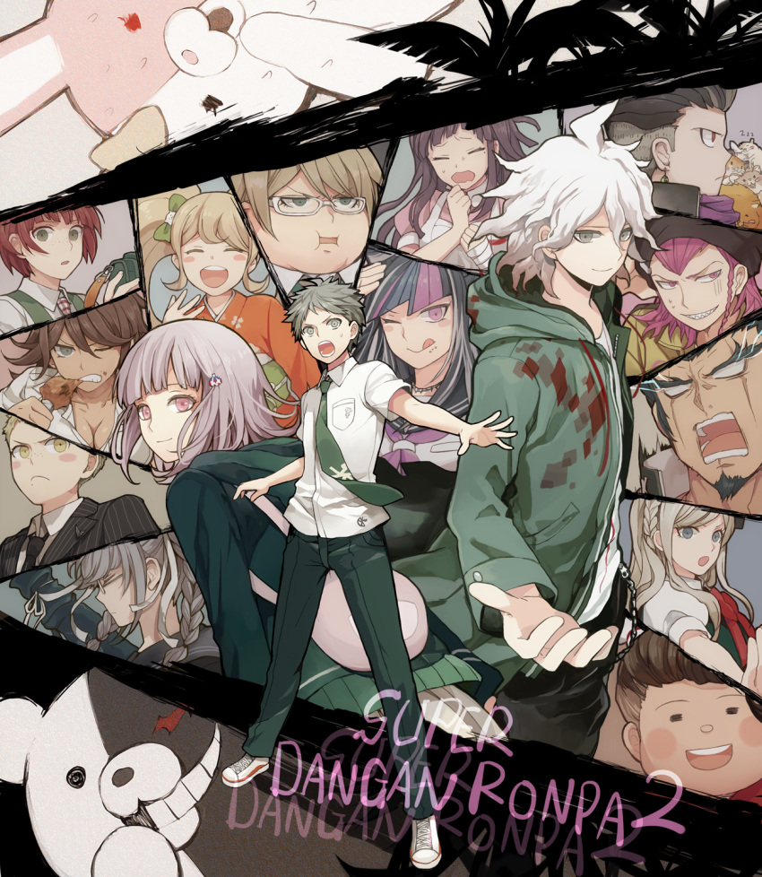 6+girls, black_hair, blonde_hair, braid, brown_hair, camera, dangan-ronpa, dangan-ronpa_2