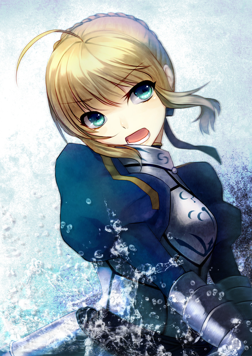 ahoge, armor, armored_dress, blonde_hair, blue_eyes, fate/stay_night, fate_(series), faulds