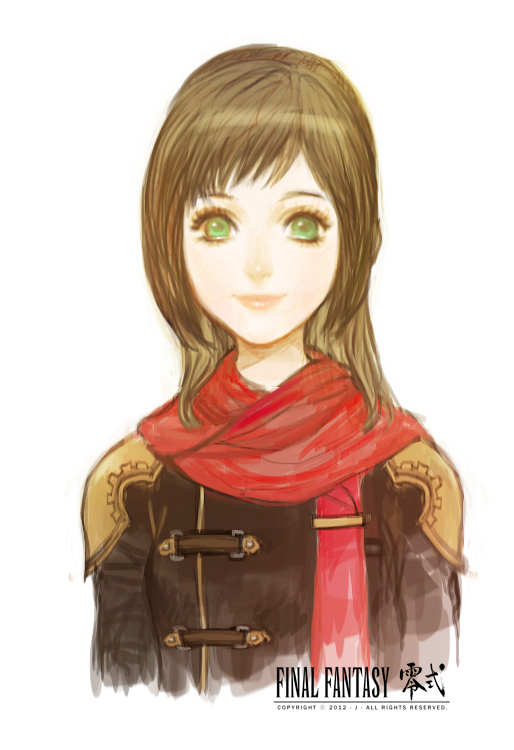 brown_hair, bust, deuce_(fft-0), final_fantasy, final_fantasy_type-0, green_eyes, logo, long_hair