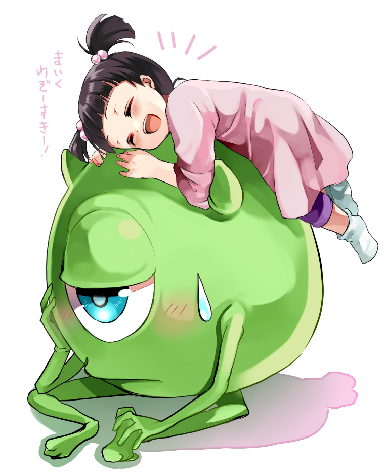 blue_eyes, blush, boo_(monsters_inc.), child, closed_eyes, dress, eyes_closed, full_body