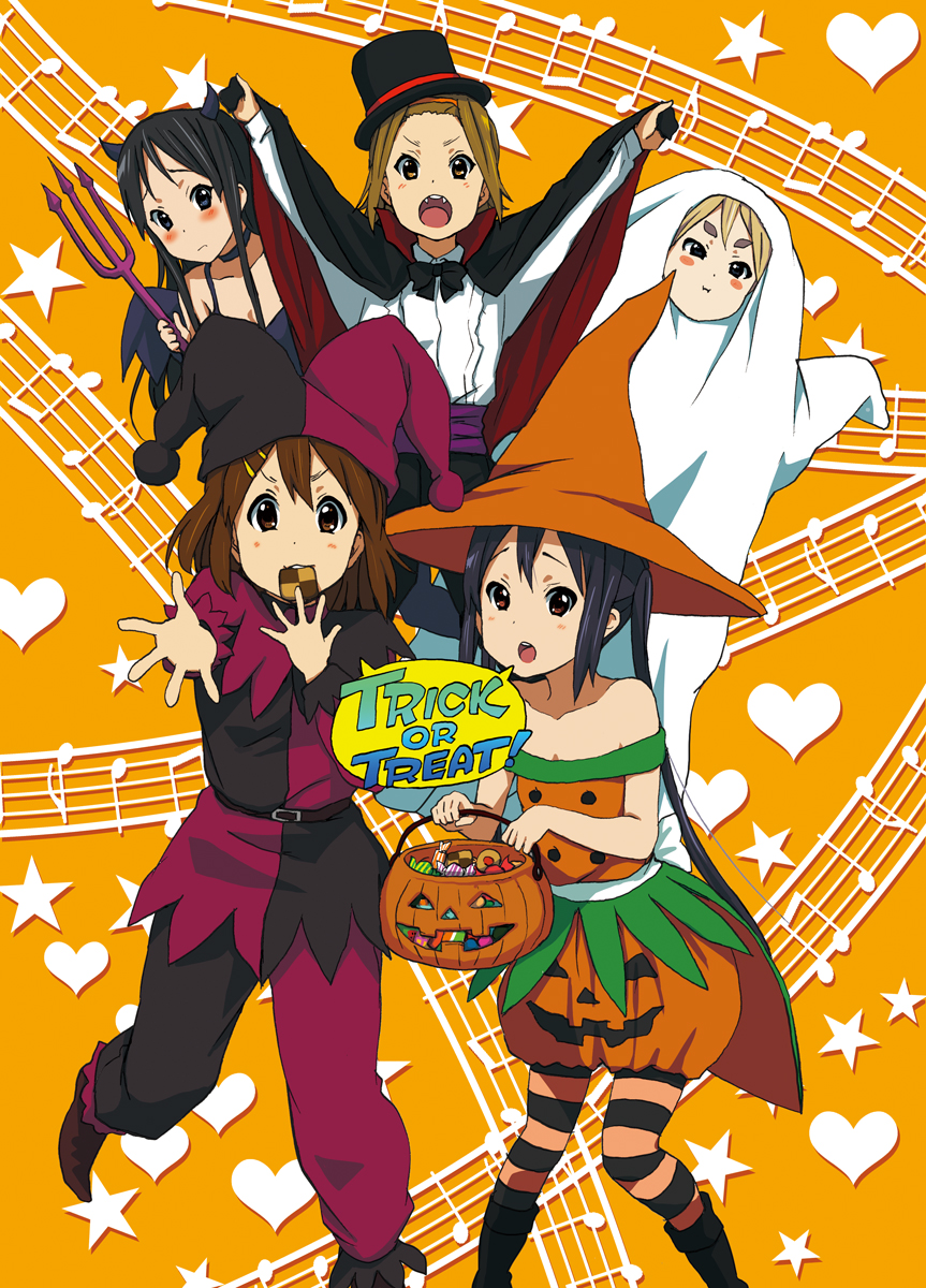 :t, akiyama_mio, cape, cookie, cosplay, costume, demon, english