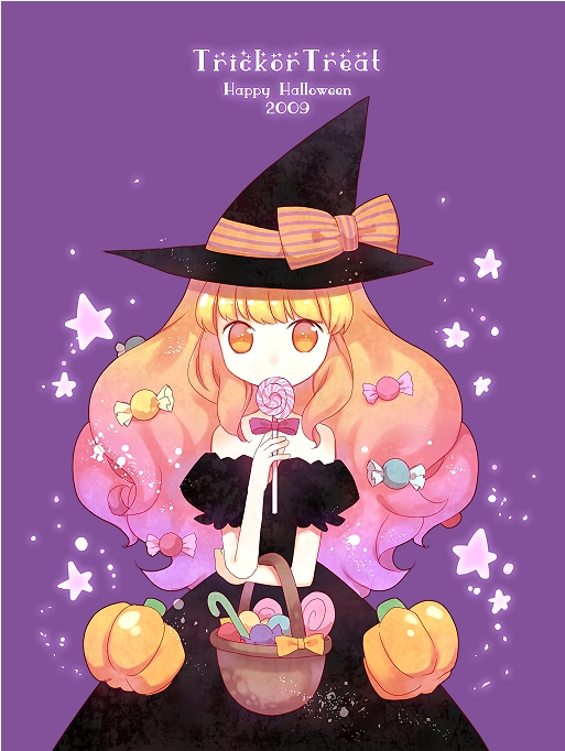 1girl, basket, bow, candy, covering_mouth, dress, female, gradient_hair